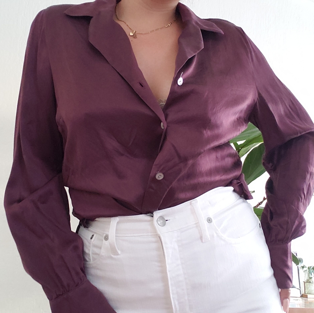 Vintage Silk Button Up Top